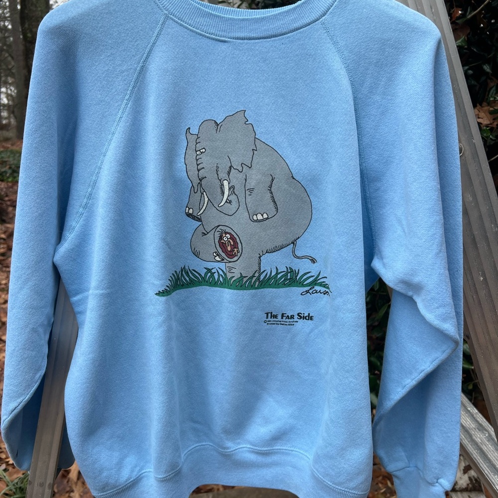Vintage 80s Hanes Gary Larson The Far Side Blue The Far Side Graphic Sweatshirt